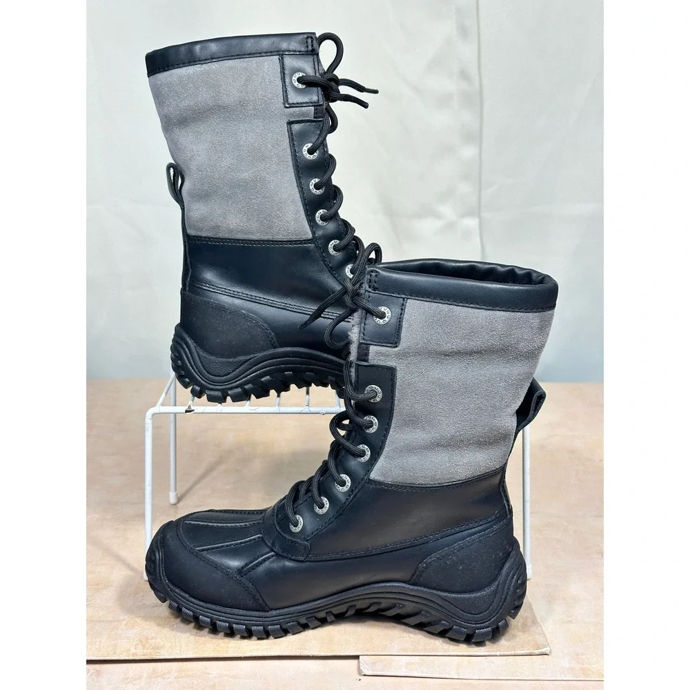 UGG Adirondack II Black Grey Waterproof Leather Winter Snow Boots 1906 Women 5.5